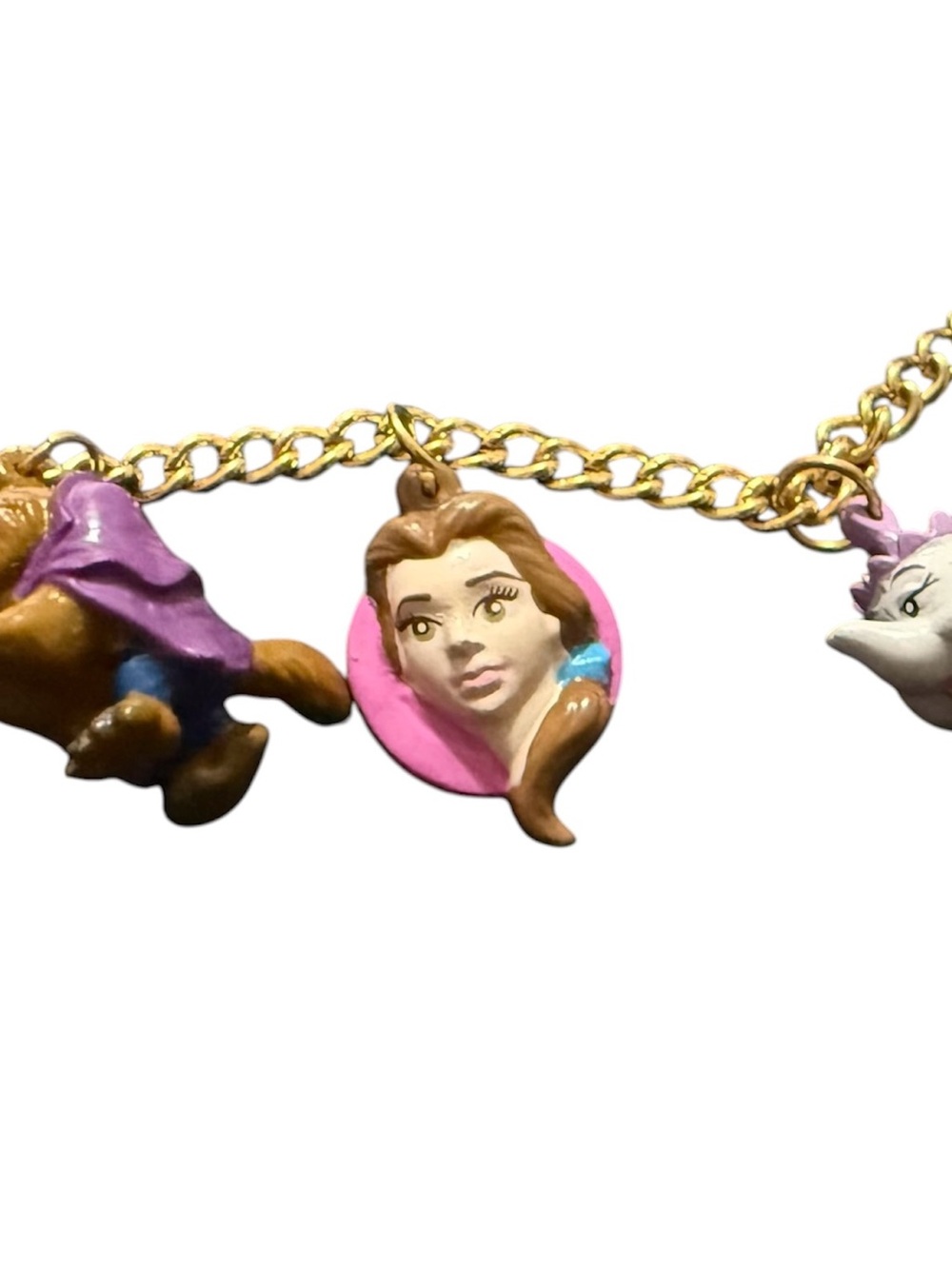 Vintage 1990's Disney Beauty & The Beast Charm Bracelet 6" Child Size